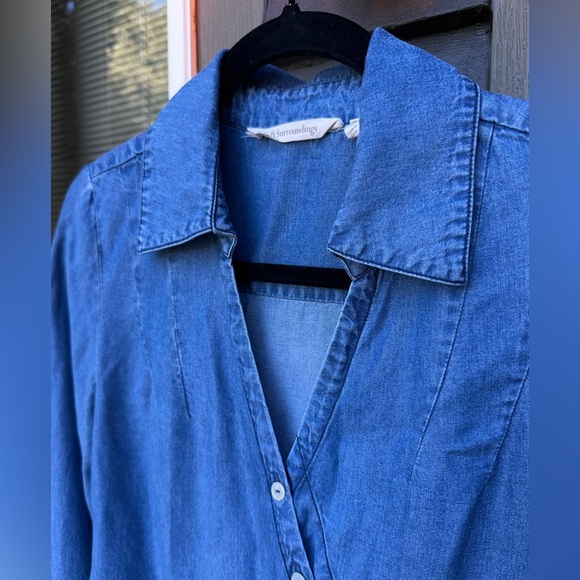 Soft Surroundings Women’s Asymmetrical Tencel Denim Blue Tunic Top Size XS - Picture 5 of 8